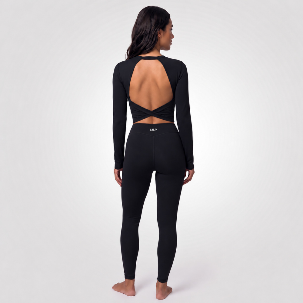 Top - Knoten - Langarm - Integrierter Sport-BH