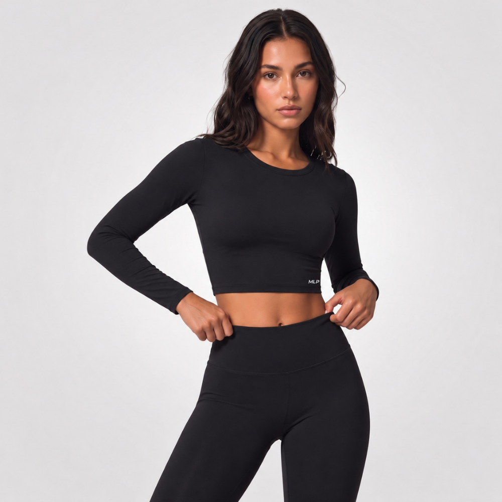 Top - Knoten - Langarm - Integrierter Sport-BH