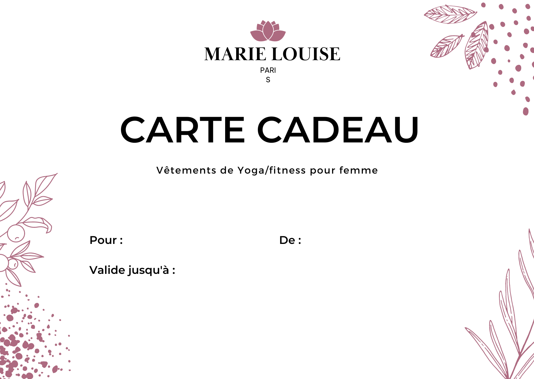 Carte Cadeau Marie Louise Paris 150